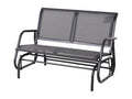 2-seater garden rocking bench, contemporary design, high comfort, armrests, ergonomic seat and backrest, steel and grey textilene, SLYV00338