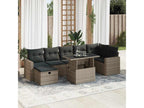 8-piece garden furniture set with grey resin wicker cushions MITY40366