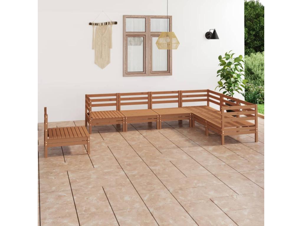 7-piece garden furniture set, solid pine wood, honey brown, CMIM20654