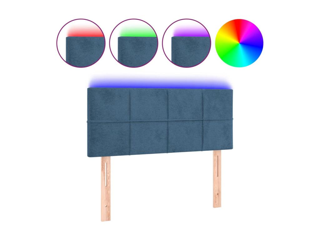 Dark Blue LED Headboard 100x5x78/88 cm Velvet MKOT90717