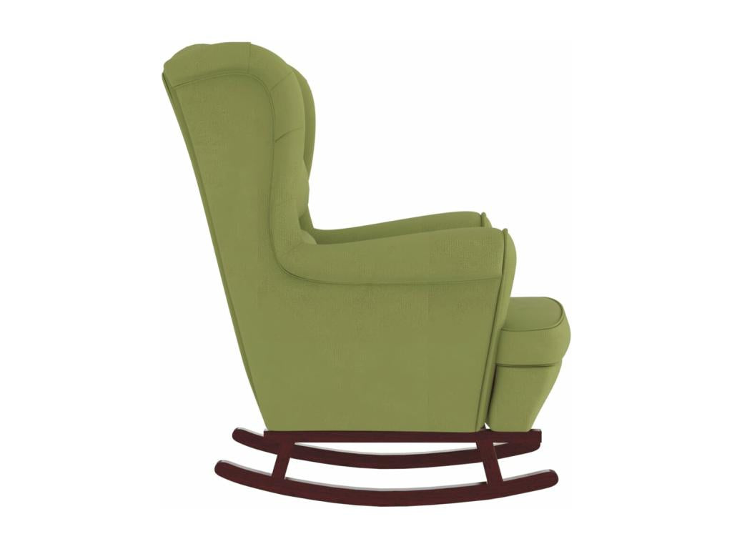 Rocking chair with rubberwood legs, light green velvet, BHCS34338