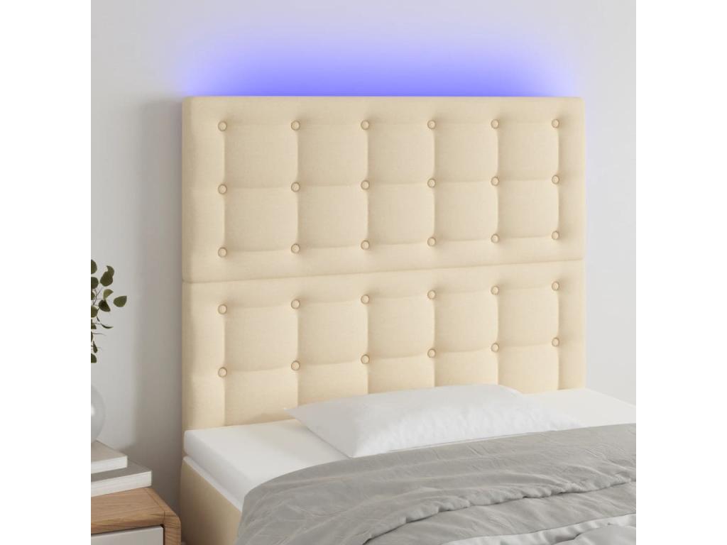 Cream LED Headboard 80x5x118/128 cm Fabric HQWO40654