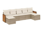7-piece garden furniture set with cushions, beige woven resin RVNS13658