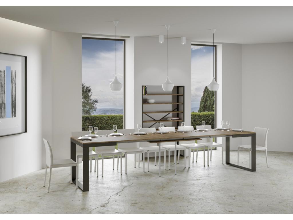 Ligniva Extendable Dining Table - Brown - Ligniva Base and Support - 2 Slim Extension Leaves - Extendable Width 180 to 284cm UTAG75177