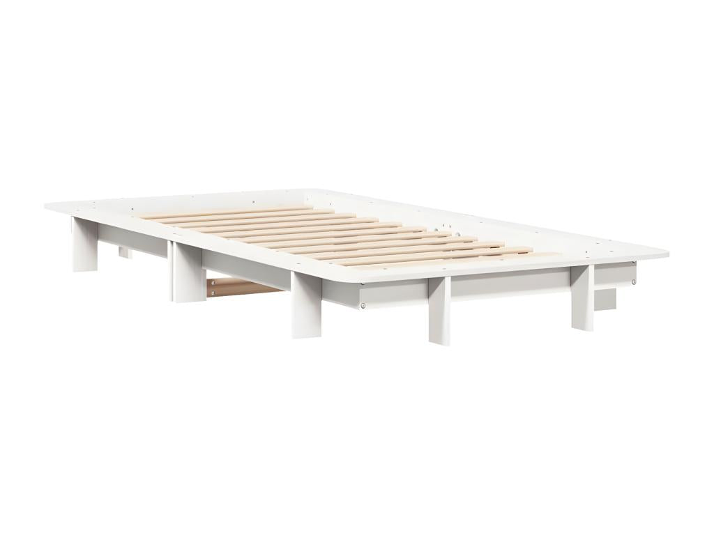 Bed frame without mattress, white, 100x200 cm, solid pine wood, QONL75043