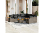 10-piece garden furniture set with cushions, grey woven resin GKUV54402