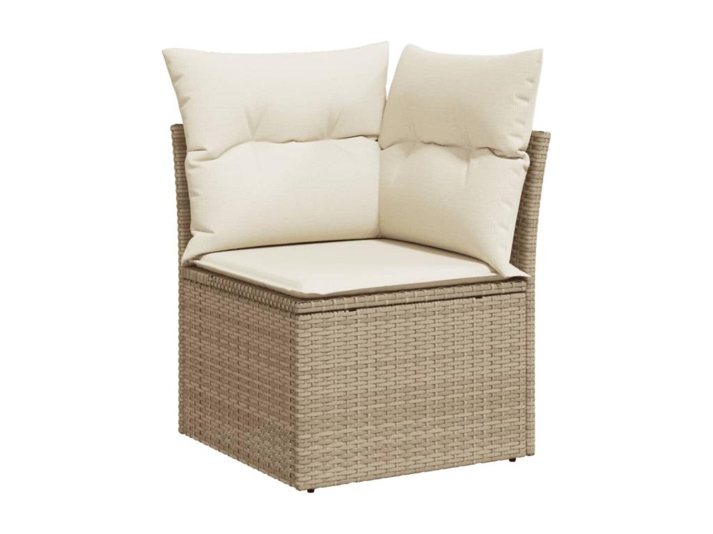 11-piece garden furniture set with beige resin wicker cushions QEES21816