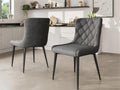 Set of 2 velvet chairs with black iron legs - Grey WXPA34458