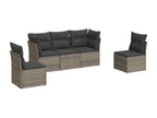 5-piece garden furniture set with grey resin wicker cushions CJEE80029