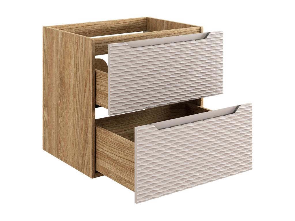 Ligniva Beige and Wood 60cm Single Sink Vanity Unit and Tall Cabinet XVYK78579