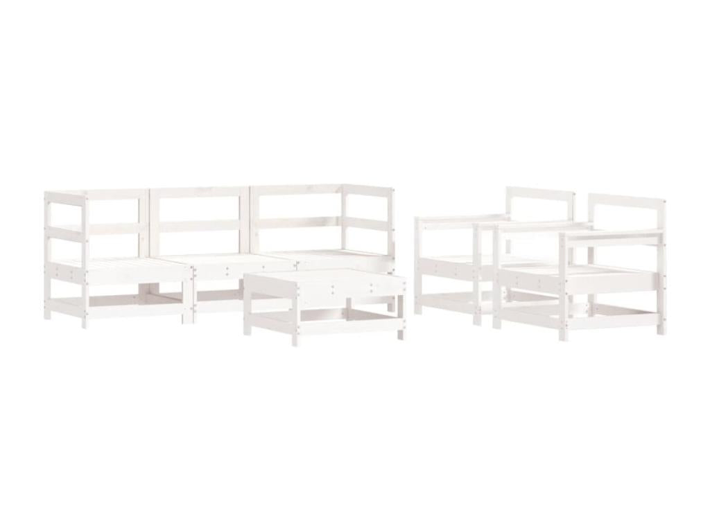 6-piece garden furniture set with cushions, white, solid wood ZZFS56330