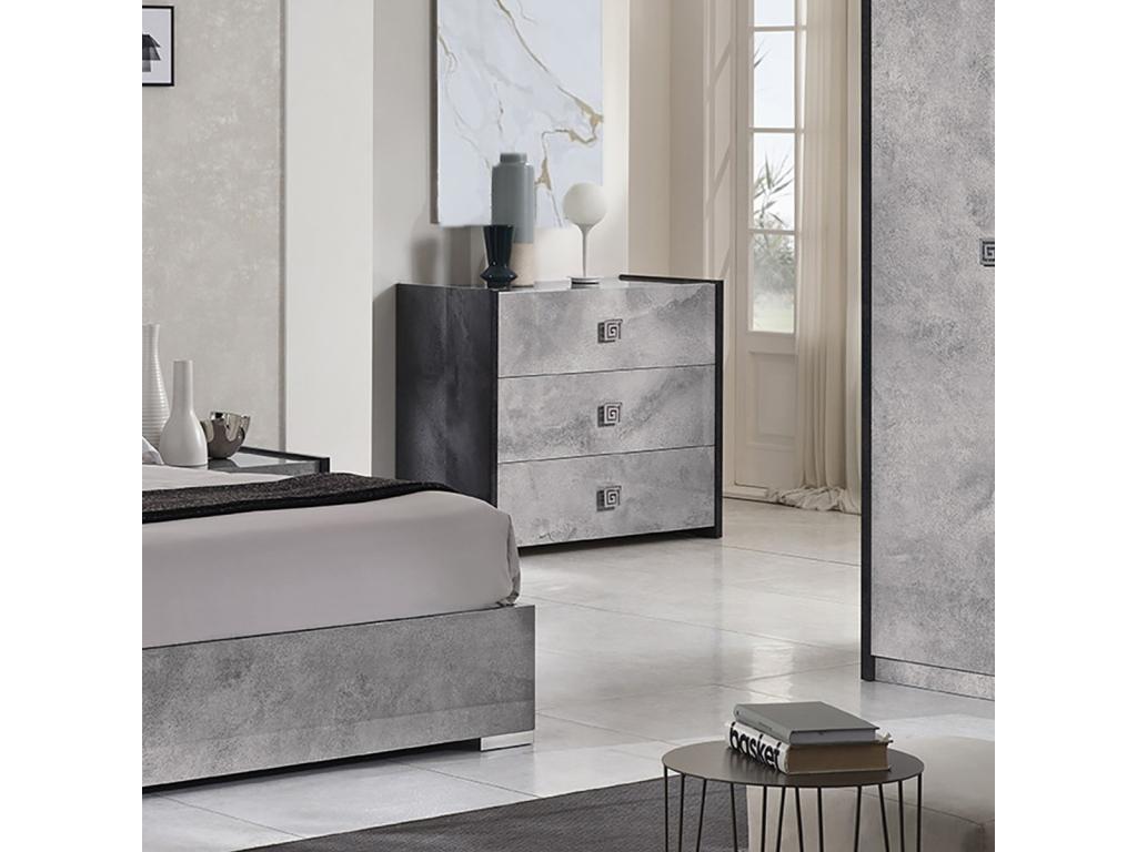 Dekonao - 3-Drawer Chest, 120cm Long, Stone Effect Grey JOJF38191
