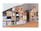 Dinamic modular shelving unit in solid pine with 2 shelves LRQA68863