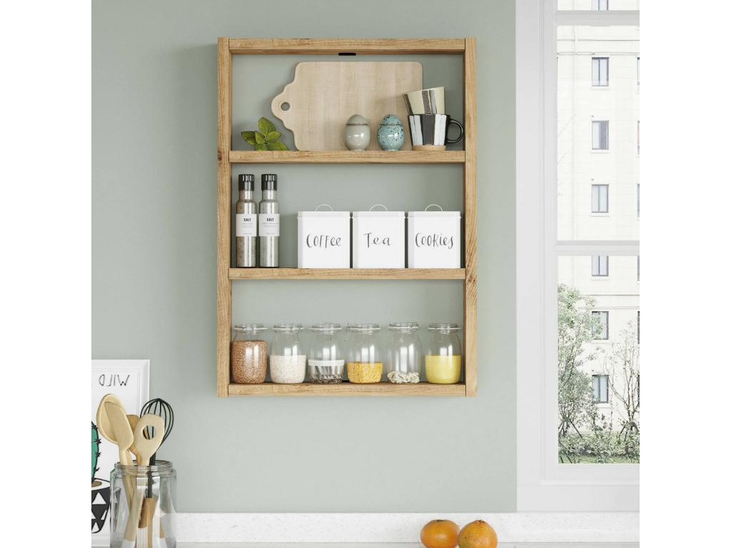 Dekonao Wall Shelf, Wall-Mounted Shelf, Multi-Purpose Shelving Unit, 43x9h60 cm, Oak, RVXR84372