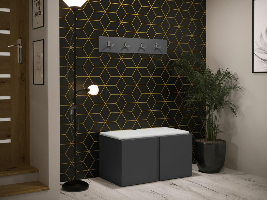 Dekonao 275 84x46cm Hallway Unit, Graphite Laminate - Faux Leather, Freestanding or Wall-Mounted, KMQZ39722