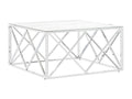 Silver coffee table 80x80x40 cm stainless steel and glass MXXZ39535