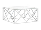 Silver coffee table 80x80x40 cm stainless steel and glass MXXZ39535