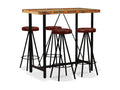 5-piece bar set made of recycled solid wood and genuine leather VRBH03238