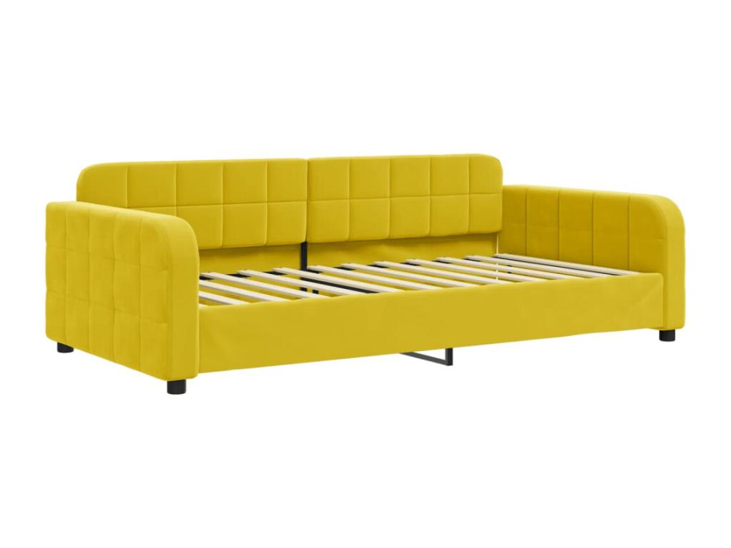 Daybed with pull-out bed and yellow 90x200 cm velvet mattress HJNJ97446