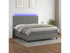 Upholstered bed base and mattress with LED lighting, Dark Grey, 180x200 cm, Fabric MCSO78342