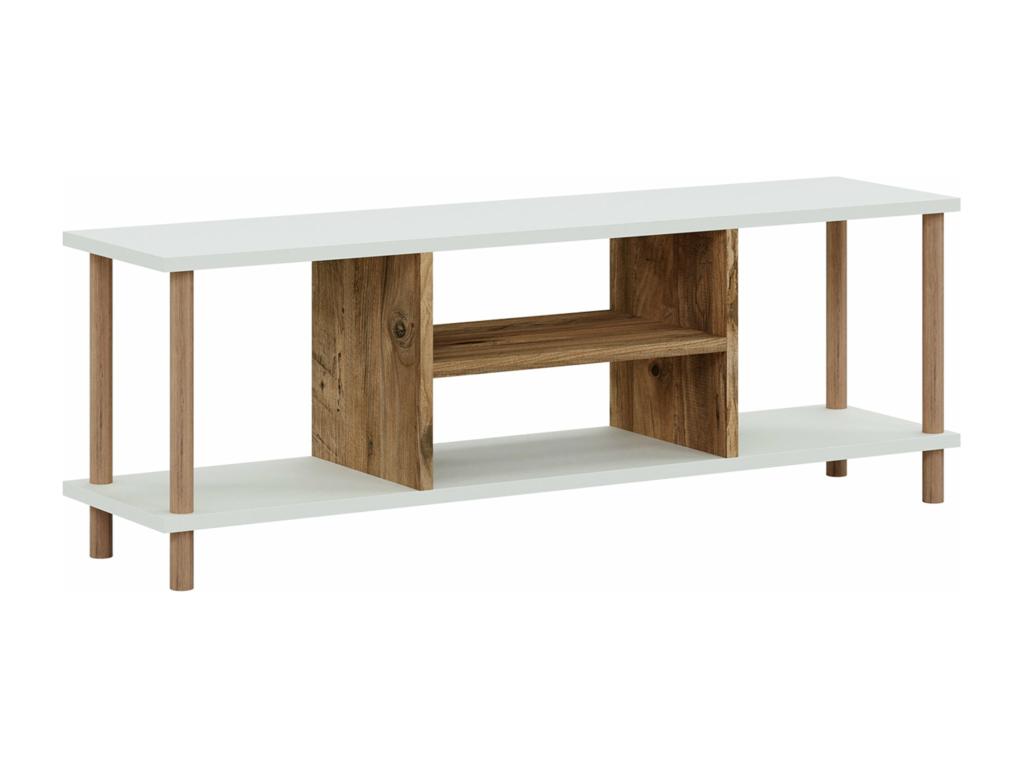 TV stand with white wood shelf, 120x29x43 cm, 03 0007884 ZZAO61694