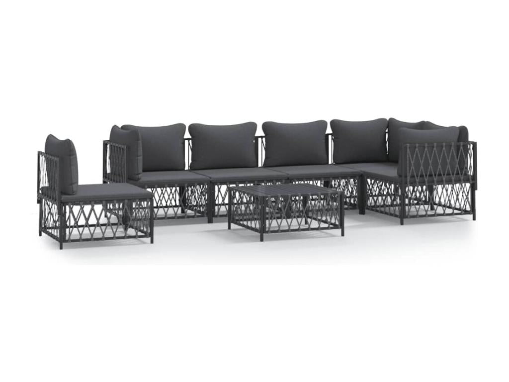 7-piece garden furniture set with cushions, anthracite steel XNHU47190