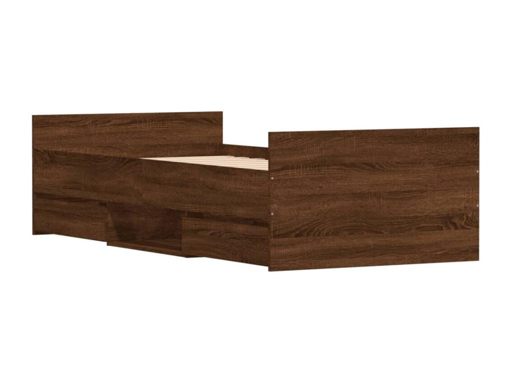 Bed frame, headboard and footboard, brown oak, 90x190 KEOD76344