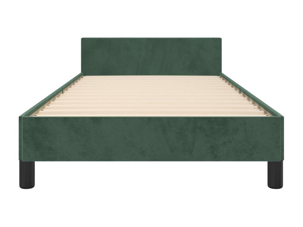 Bed frame with headboard, dark green, 80x200 cm, velvet, NGXV19409