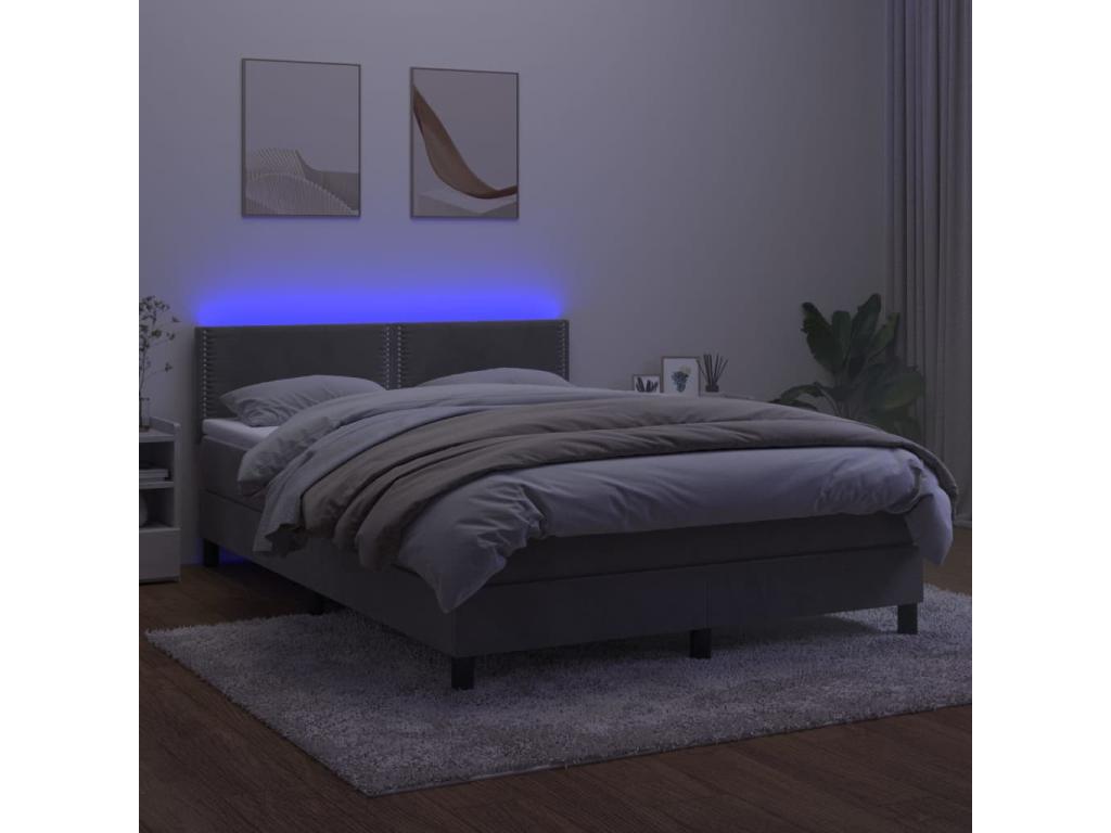 Dekonao bed base with LED mattress, light grey, 140x190 EZNR41886