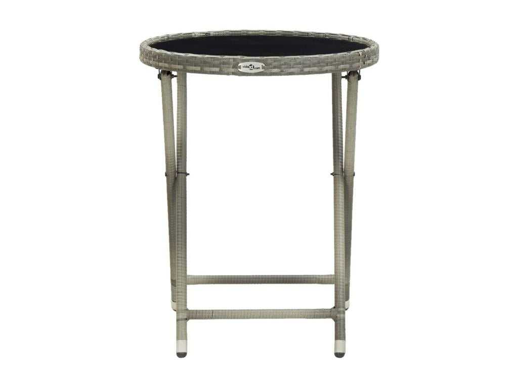 Dekonao Premium - Grey Tea Table 60 cm Woven Resin and Tempered Glass CETQ76070