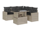 6-piece garden furniture set with light grey cushions, resin wicker MAXG22017
