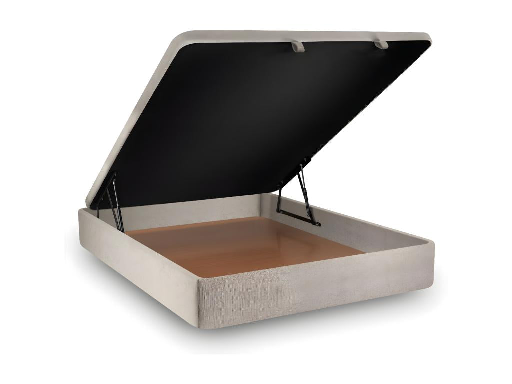 Storage bed base in beige-brown fabric, 140x190cm, H39cm, YESG95072