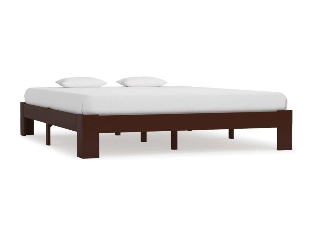 Dark Brown Bed Frame Solid Pine Wood 160x200 cm TYXE83191