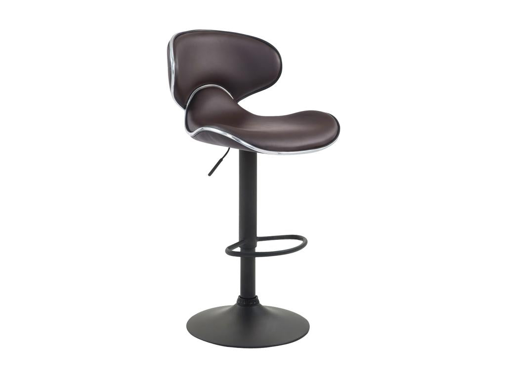 Bar stool - Faux leather / Chrome-plated metal - Brown - Ligniva V2 FMMR65717