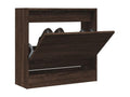 Brown oak shoe cabinet 60x21x57 engineered wood ELAC41612