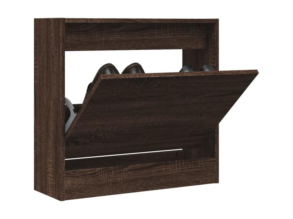 Brown oak shoe cabinet 60x21x57 engineered wood ELAC41612