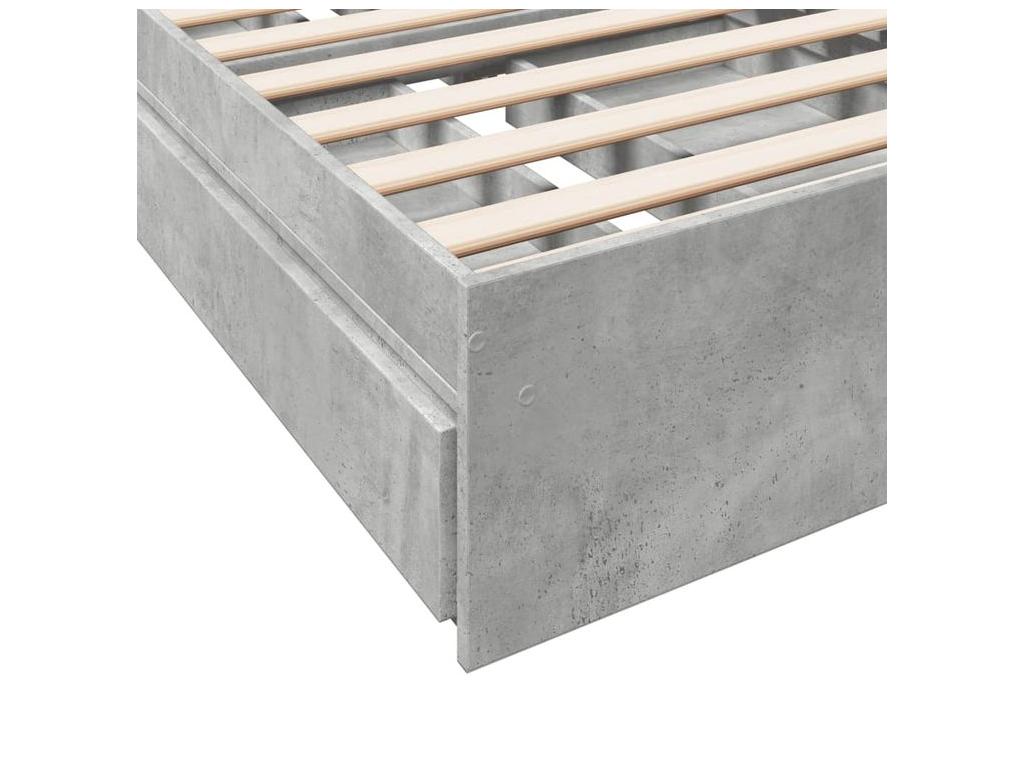 Bed frame and drawers, concrete grey, 90x200 cm, engineered wood, WGCR14773