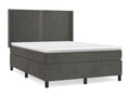 Upholstered bed base and mattress, Dark Grey, 140x190cm, Velvet, MBDH74856