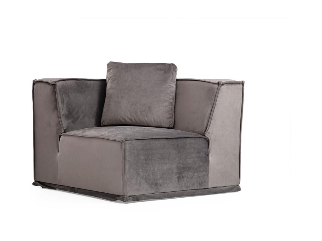 Nobellea Modular Left-Hand Corner Sofa with 4 Cushions, Solid Wood and Grey Fabric VKUS88702