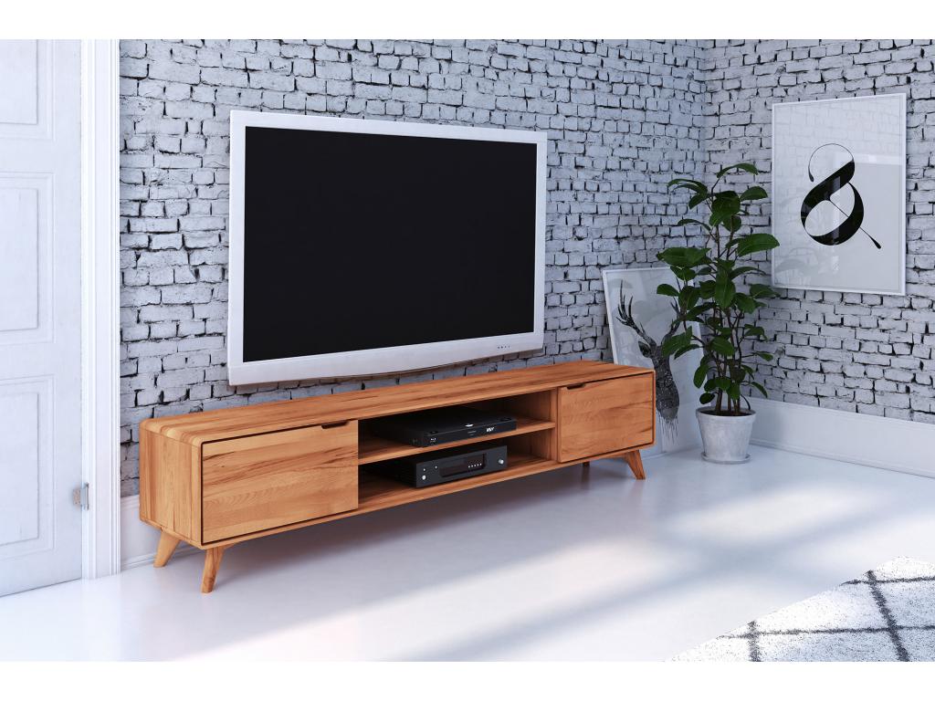 Dekonao - TV stand with doors in natural oiled beech heartwood HSRD19525