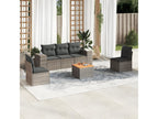 6-piece garden furniture set with grey resin wicker cushions JMAR62948