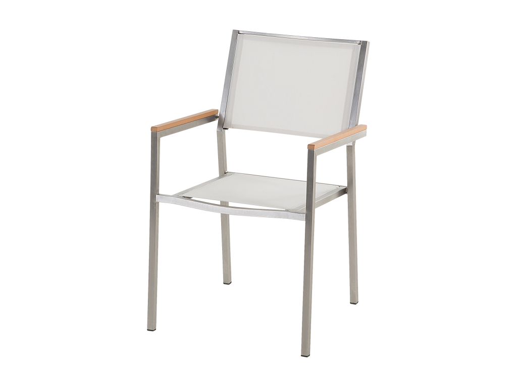 Set of 6 Dekonao garden chairs, stainless steel, white VXVV14008