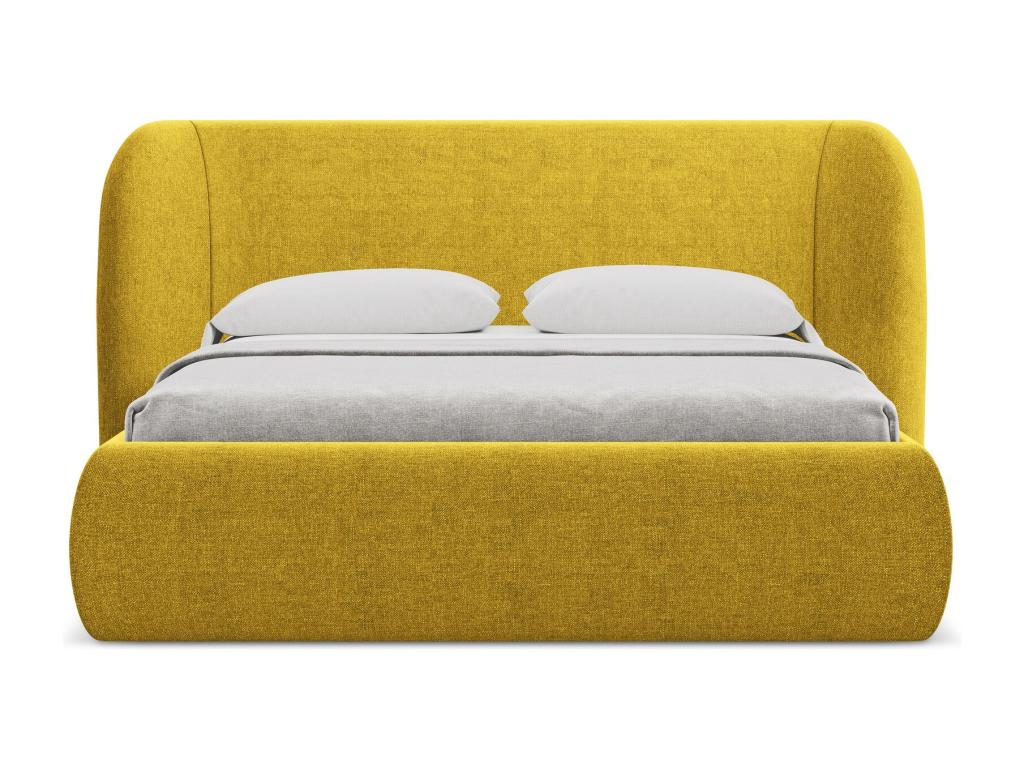 Chenille fabric storage bed 180x200 - mustard - Dekonao HXCP88478