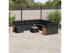 12-piece garden furniture set with cushions, black resin wicker TRLK62891