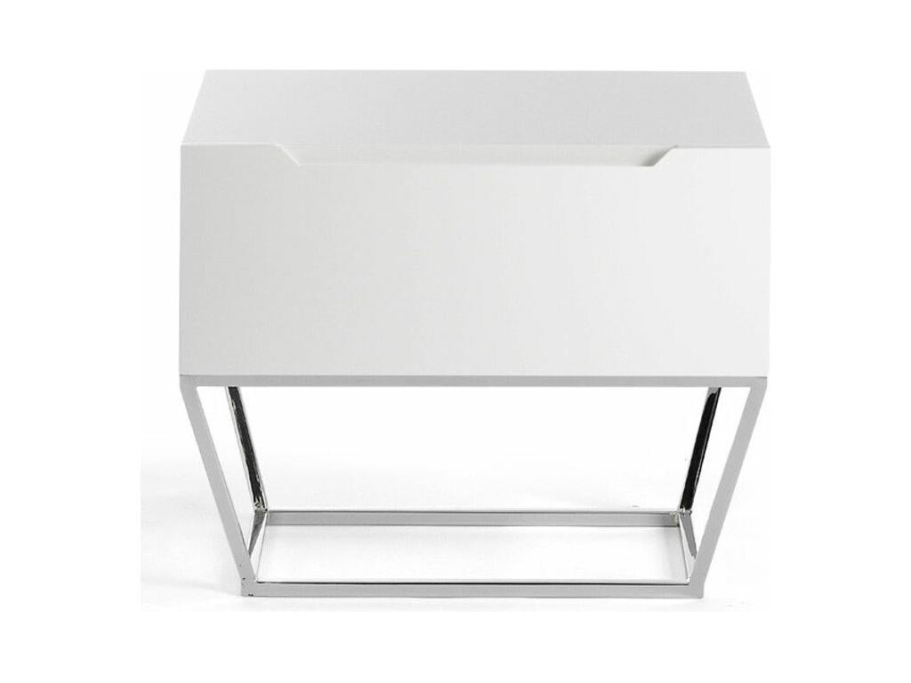 Nobellea designer side table with 1 lacquered drawer and chrome steel legs - Tangerine color FDLI27022