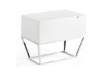 Nobellea designer side table with 1 lacquered drawer and chrome steel legs - Tangerine color FDLI27022