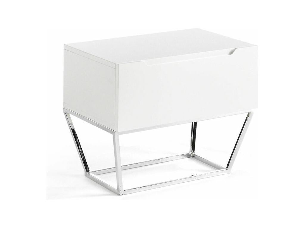 Nobellea designer side table with 1 lacquered drawer and chrome steel legs - Tangerine color FDLI27022