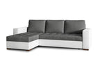 Ligniva 237cm Convertible and Reversible Corner Sofa in Dark Grey Fabric and White Faux Leather NOSM50339