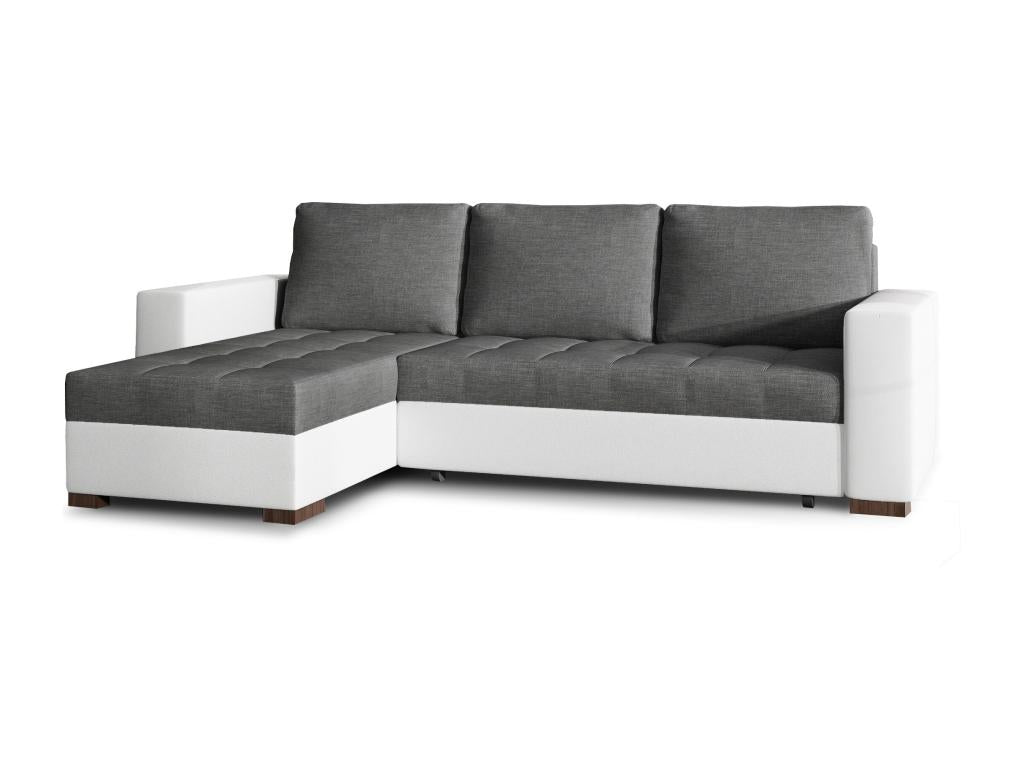Ligniva 237cm Convertible and Reversible Corner Sofa in Dark Grey Fabric and White Faux Leather NOSM50339