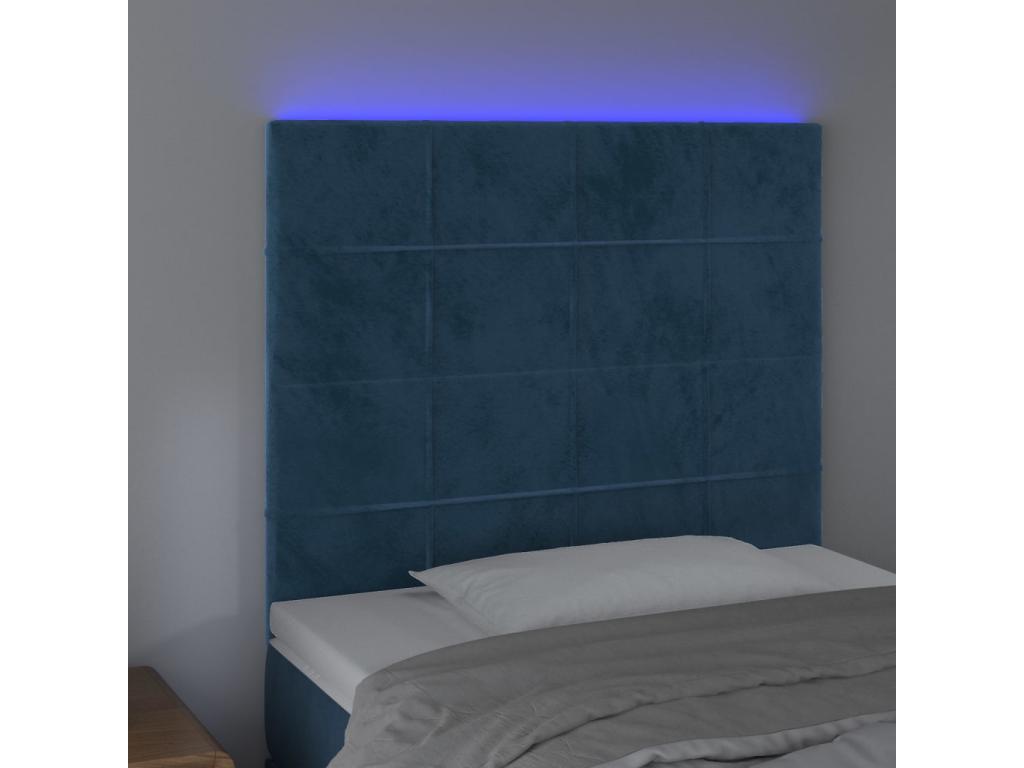 Dark Blue LED Headboard 100x5x118/128 cm Velvet XHEZ99874